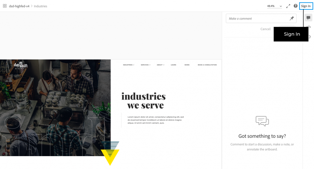 Sign in to AdobeXD